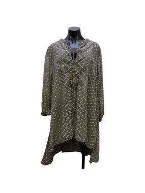 Magnolia Pearl Blouse Gray & Turquoise Floral Print OS